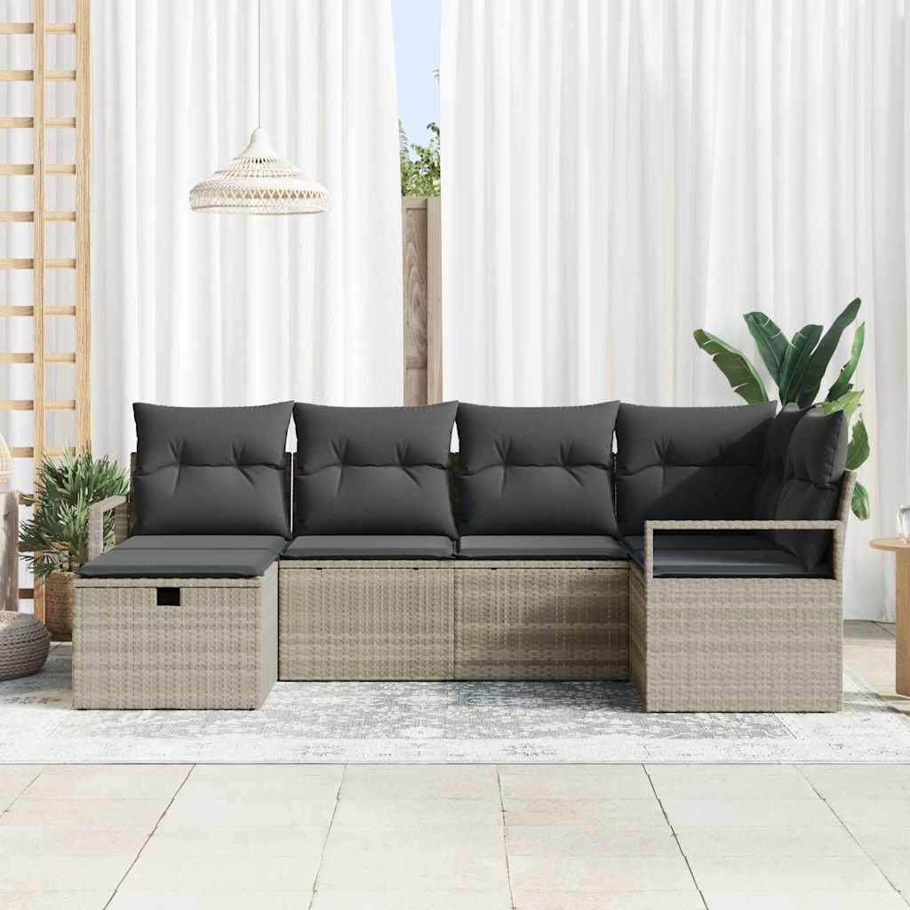 Garten-Sofa-Set 6 pcs Hellgrau 232 x 122 x 85 cm Poly Rattan